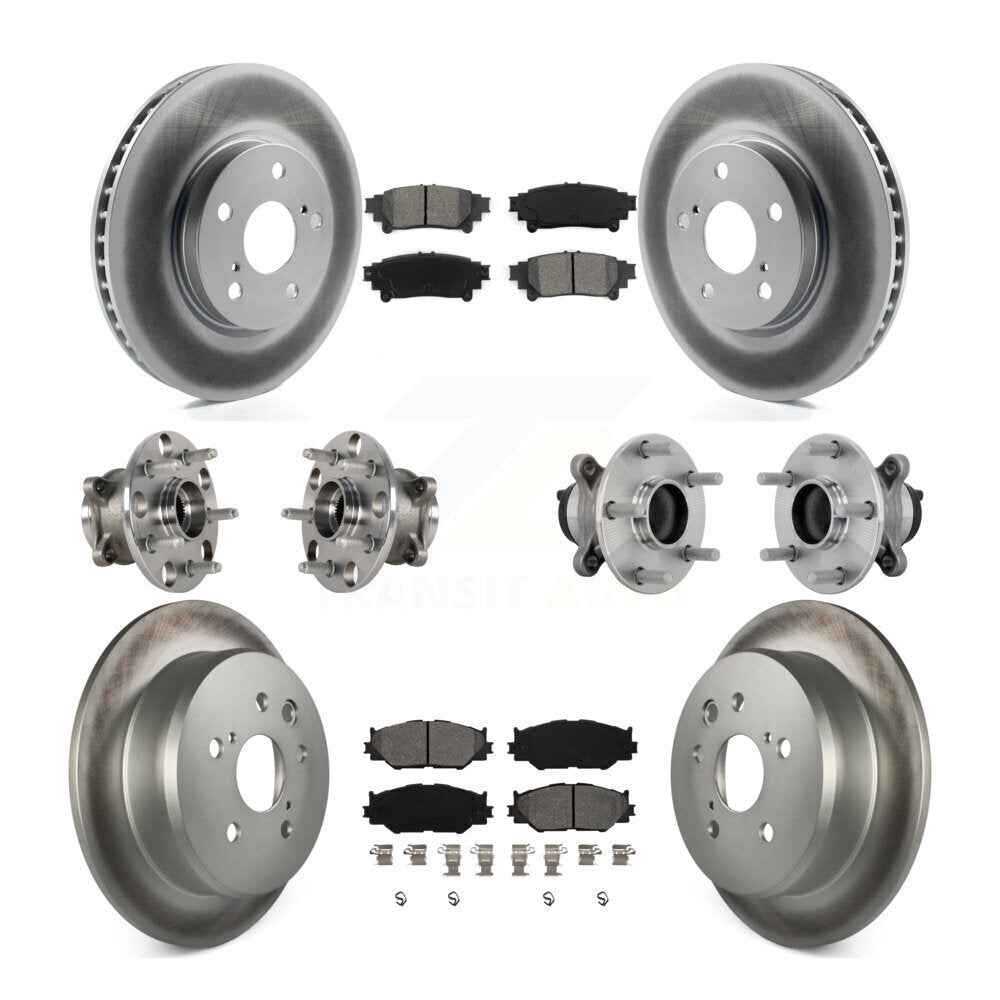 Front Rear Hub Bearing Coated Brake Rotor & Pads Kit (10Pc) For Lexus IS250 Base with RWD KBB-133195