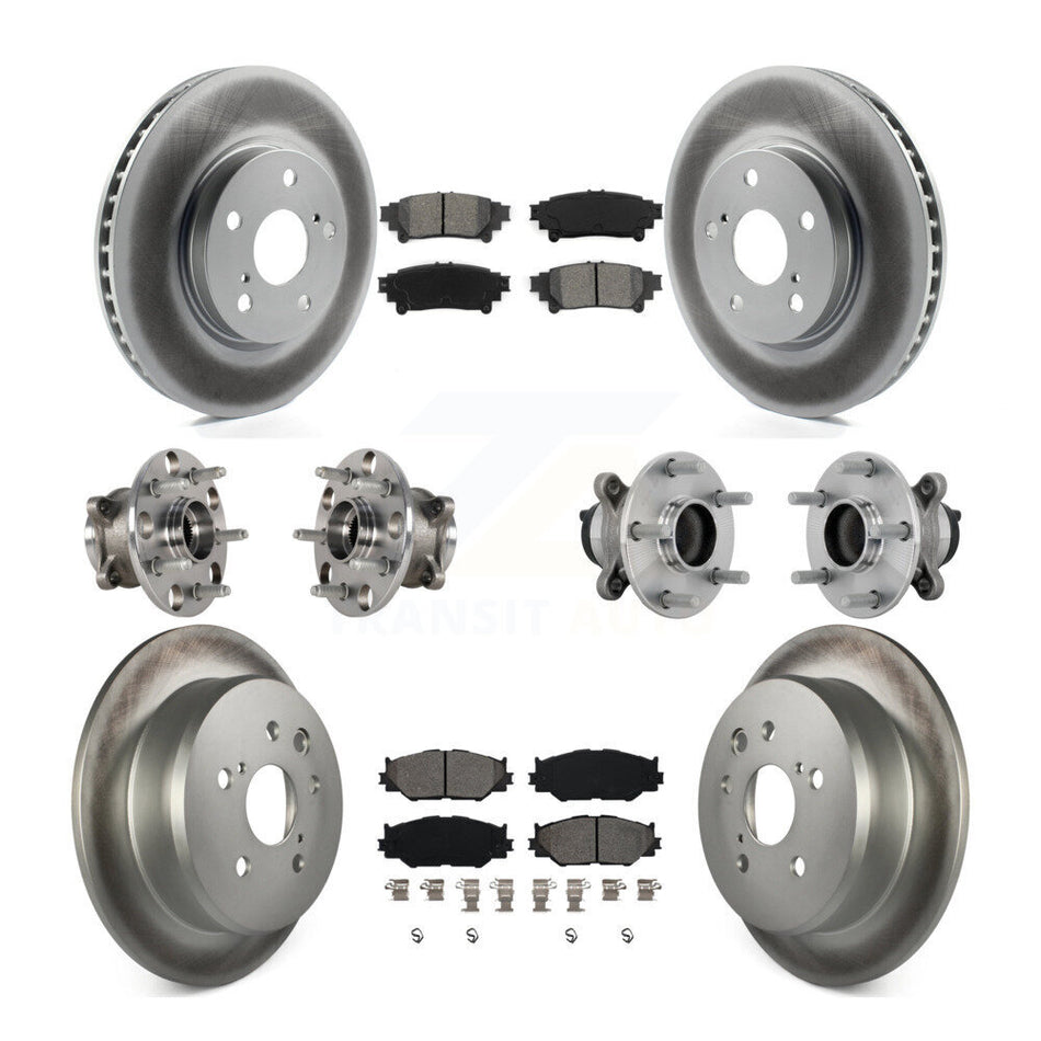 Front Rear Hub Bearing Coated Brake Rotor & Pads Kit (10Pc) For Lexus IS250 Base with RWD KBB-133195