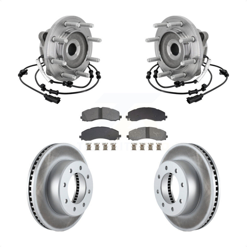 Front Hub Bearing Assembly Coated Disc Brake Rotors And Pads Kit For Ram 2500 3500 KBB-133212