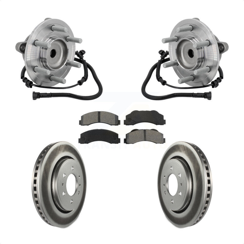 Front Hub Bearing Assembly Coated Disc Brake Rotor & Pad Kit For 2015-2017 Ford F-150 RWD KBB-133214