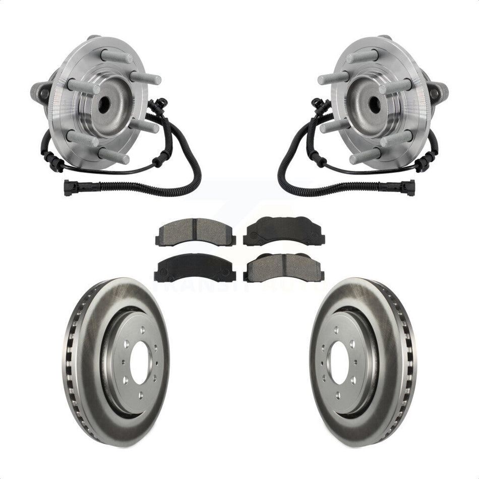 Front Hub Bearing Assembly Coated Disc Brake Rotor & Pad Kit For 2015-2017 Ford F-150 RWD KBB-133214