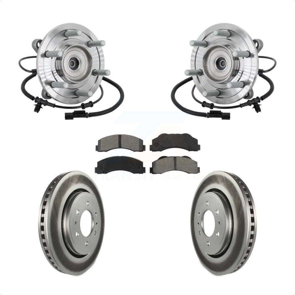 Front Hub Bearing Assembly Coated Brake Rotor Pad Kit For 2017 Ford F-150 Raptor with 4WD KBB-133215