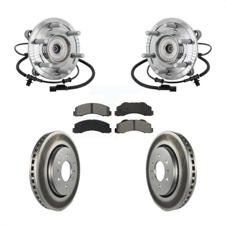 Front Hub Bearing Assembly Coated Brake Rotor Pad Kit For 2017 Ford F-150 Raptor with 4WD KBB-133215