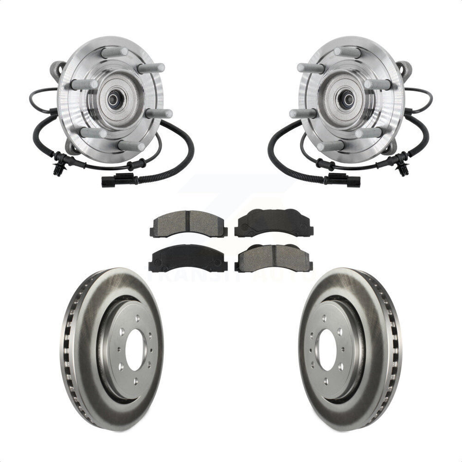 Front Hub Bearing Assembly Coated Brake Rotor Pad Kit For 2017 Ford F-150 Raptor with 4WD KBB-133215