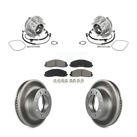 Front Hub Bearing Coated Brake Rotor Pads Kit For Ford F-450 Super Duty With 8 Lug Wheels KBB-133216