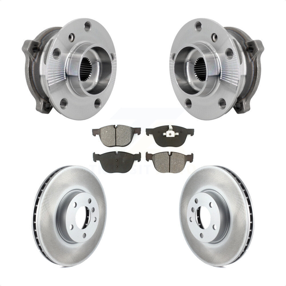 Front Hub Bearing Assembly Coated Brake Rotor And Pad Kit For BMW X5 X6 M12 x 1.25 Thread KBB-133217