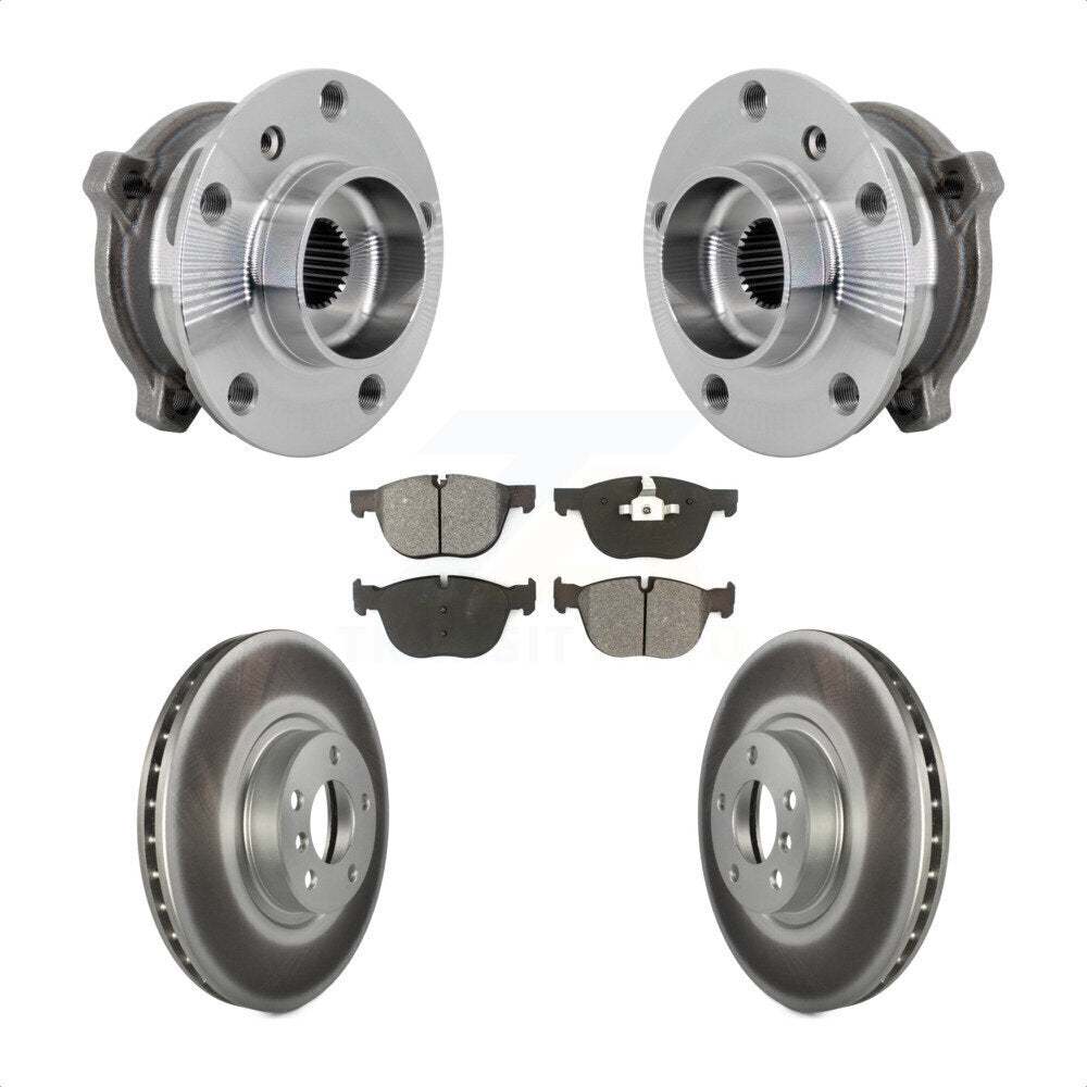 Front Hub Bearing Assembly Coated Brake Rotor And Pad Kit For BMW X5 X6 M12 x 1.25 Thread KBB-133218