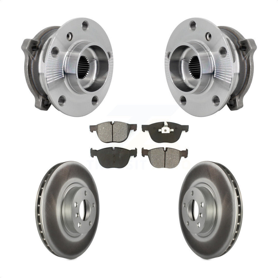 Front Hub Bearing Assembly Coated Brake Rotor And Pad Kit For BMW X5 X6 M12 x 1.25 Thread KBB-133218