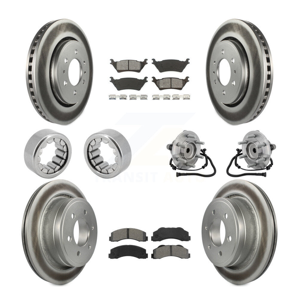 Front Rear Hub Bearing Coat Brake Rotor Pads Shoe Kit (10Pc) For 2015-2017 Ford F-150 RWD KBB-133243