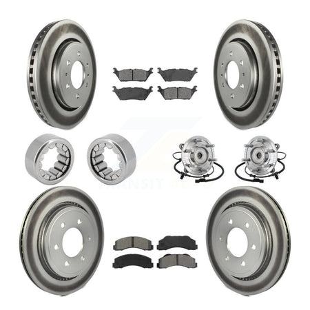 Front Rear Hub Bearings Coated Disc Brake Rotors And Pads Shoes Kit (10Pc) For Ford F-150 KBB-133244