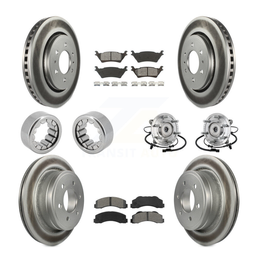 Front Rear Hub Bearings Coated Disc Brake Rotors And Pads Shoes Kit (10Pc) For Ford F-150 KBB-133245