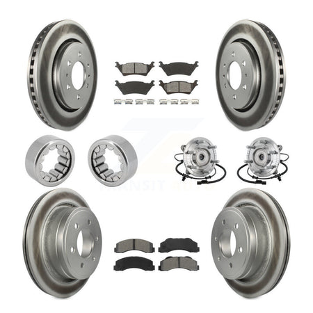 Front Rear Hub Bearings Coated Disc Brake Rotors And Pads Shoes Kit (10Pc) For Ford F-150 KBB-133245