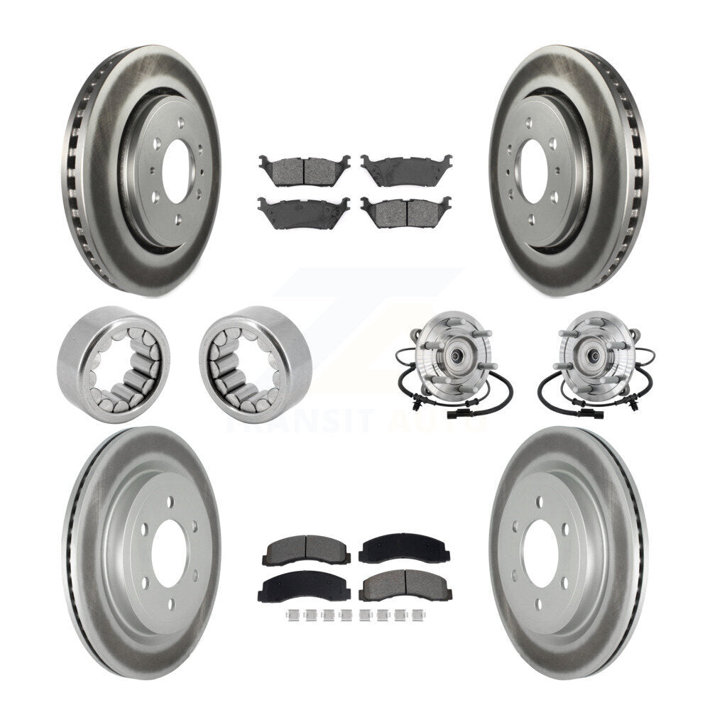 Front Rear Hub Bearing Coated Brake Rotor Pad Shoe Kit (10Pc) For 18-20 Ford F-150 Raptor KBB-133246