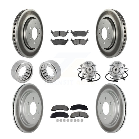 Front Rear Hub Bearing Coated Brake Rotor Pad Shoe Kit (10Pc) For 18-20 Ford F-150 Raptor KBB-133246