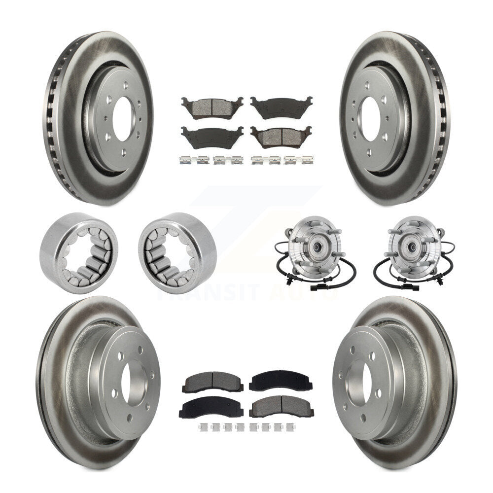Front Rear Hub Bearing Coated Brake Rotor Pad Shoe Kit (10Pc) For 18-20 Ford F-150 Raptor KBB-133247
