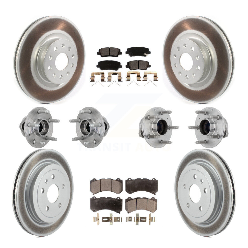 Front Rear Hub Bearings Coated Disc Brake Rotors And Pads Kit (10Pc) For Cadillac CTS KBB-133255