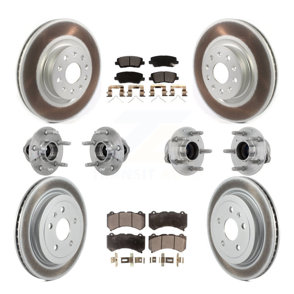 Front Rear Hub Bearings Coated Disc Brake Rotors And Pads Kit (10Pc) For Cadillac CTS KBB-133255
