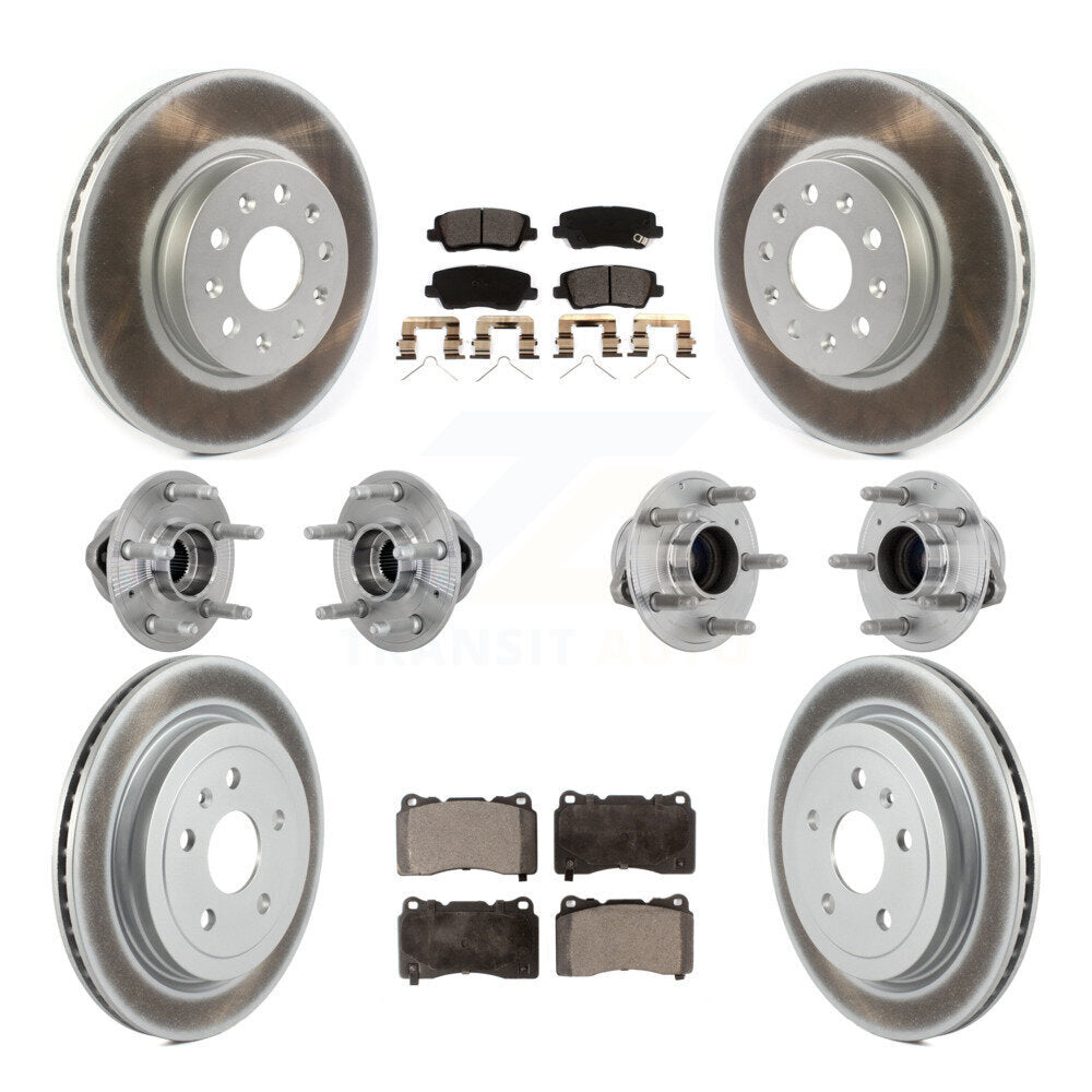 Front Rear Hub Bearings Coated Disc Brake Rotors And Pads Kit (10Pc) For Cadillac CTS KBB-133262