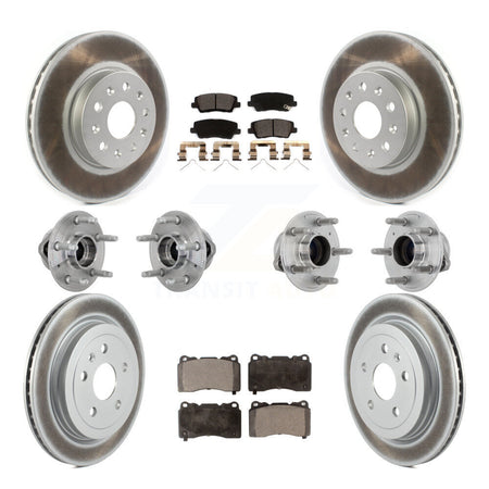 Front Rear Hub Bearings Coated Disc Brake Rotors And Pads Kit (10Pc) For Cadillac CTS KBB-133262