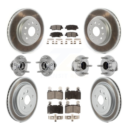 Front Rear Hub Bearings Coated Disc Brake Rotors And Pads Kit (10Pc) For Cadillac CTS KBB-133263