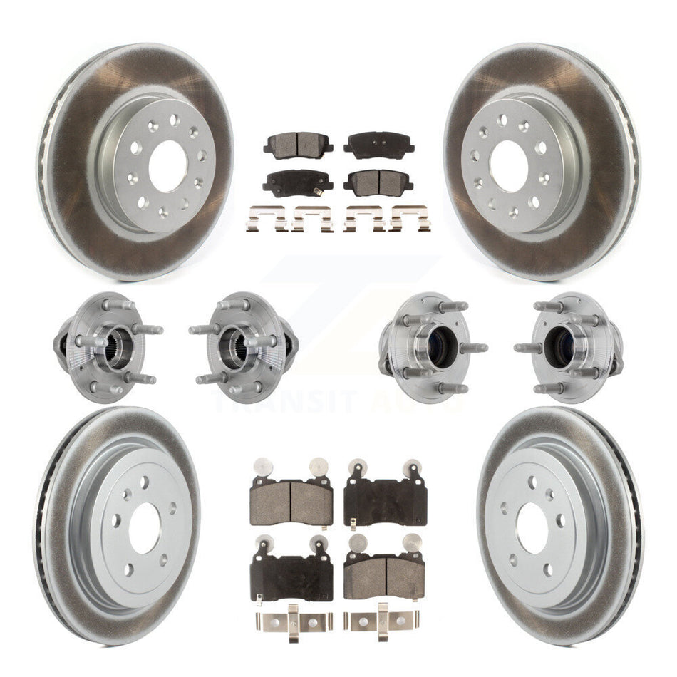 Front Rear Hub Bearings Coated Disc Brake Rotors And Pads Kit (10Pc) For Cadillac CTS KBB-133263