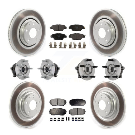Front Rear Hub Bearing Coated Brake Rotor And Pad Kit (10Pc) For 2016-2023 Mazda CX-9 AWD KBB-133269