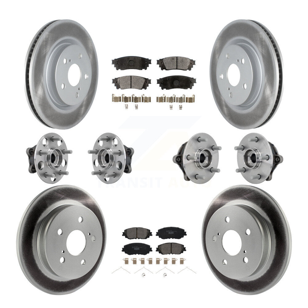 Front Rear Hub Bearing Coated Disc Brake Rotors And Pads Kit (10Pc) For Toyota RAV4 Venza KBB-133271