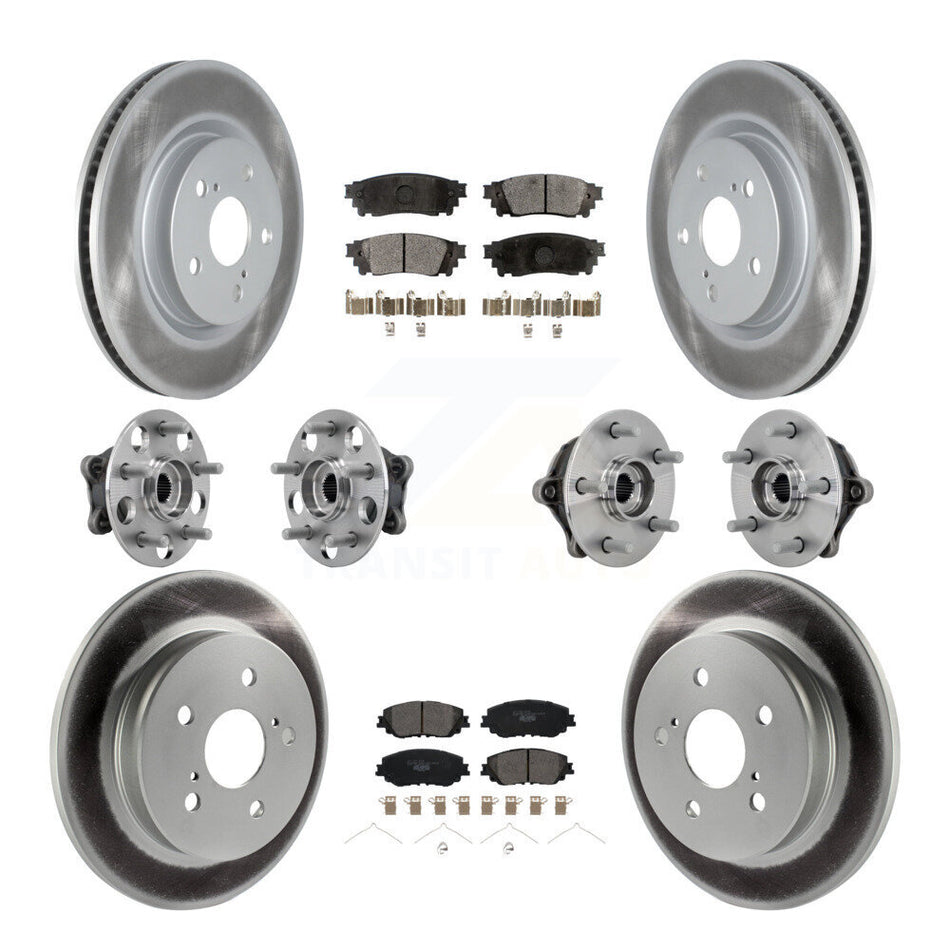 Front Rear Hub Bearing Coated Disc Brake Rotors And Pads Kit (10Pc) For Toyota RAV4 Venza KBB-133271