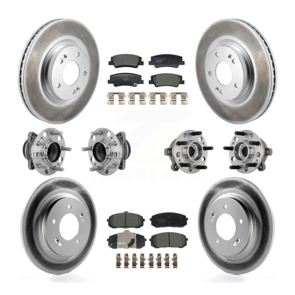 Front Rear Hub Bearing Coated Disc Brake Rotor & Pad Kit (10Pc) For Hyundai Sonata Kia K5 KBB-133278