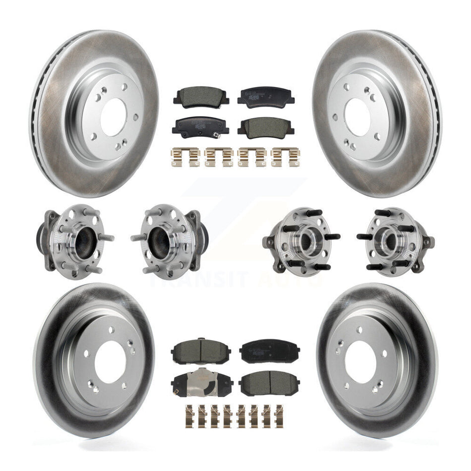 Front Rear Hub Bearing Coated Disc Brake Rotor & Pad Kit (10Pc) For Hyundai Sonata Kia K5 KBB-133278