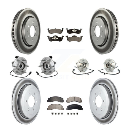 Front Rear Hub Bearing Coated Brake Rotor Pads Kit (10Pc) For Ford Expedition Lincoln 4WD KBB-133284