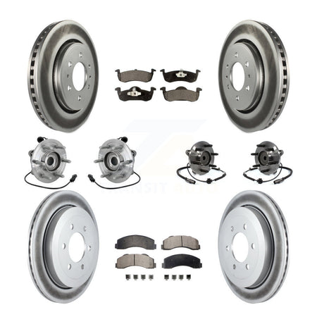 Front Rear Hub Bearing Coated Brake Rotor Pads Kit (10Pc) For Ford Expedition Lincoln RWD KBB-133285
