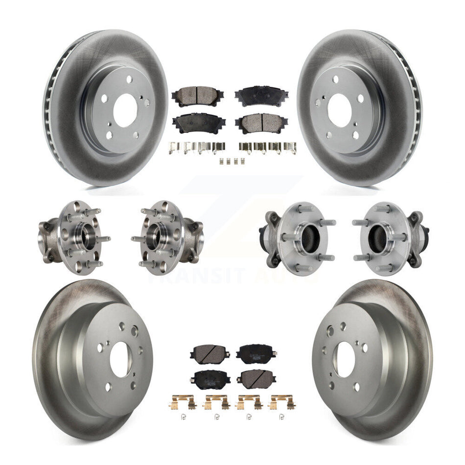 Front Rear Hub Bearing Coat Brake Rotor Pad Kit (10Pc) For 2014 Lexus IS250 Base with RWD KBB-133294