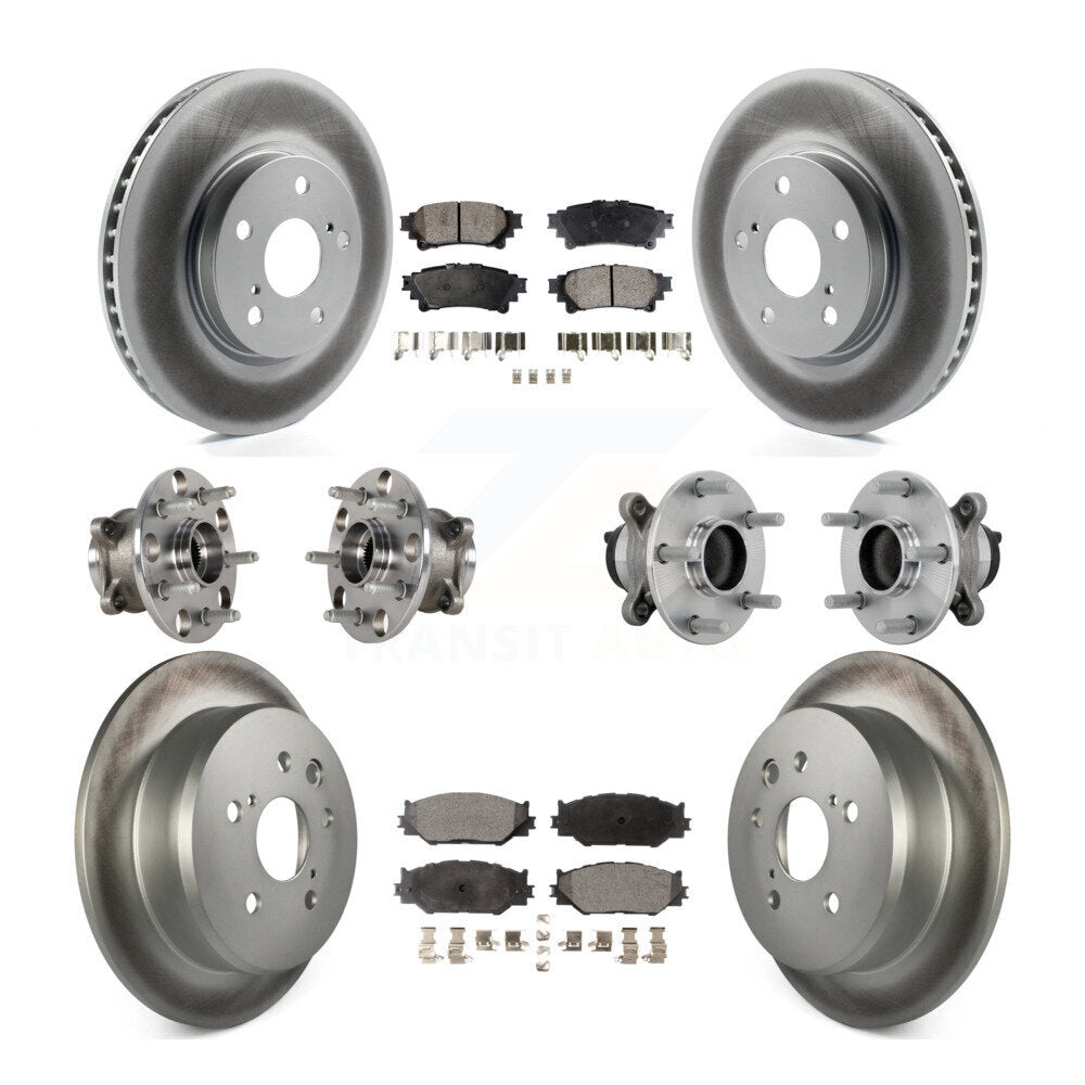 Front Rear Hub Bearing Coated Brake Rotor & Pads Kit (10Pc) For Lexus IS250 Base with RWD KBB-133295