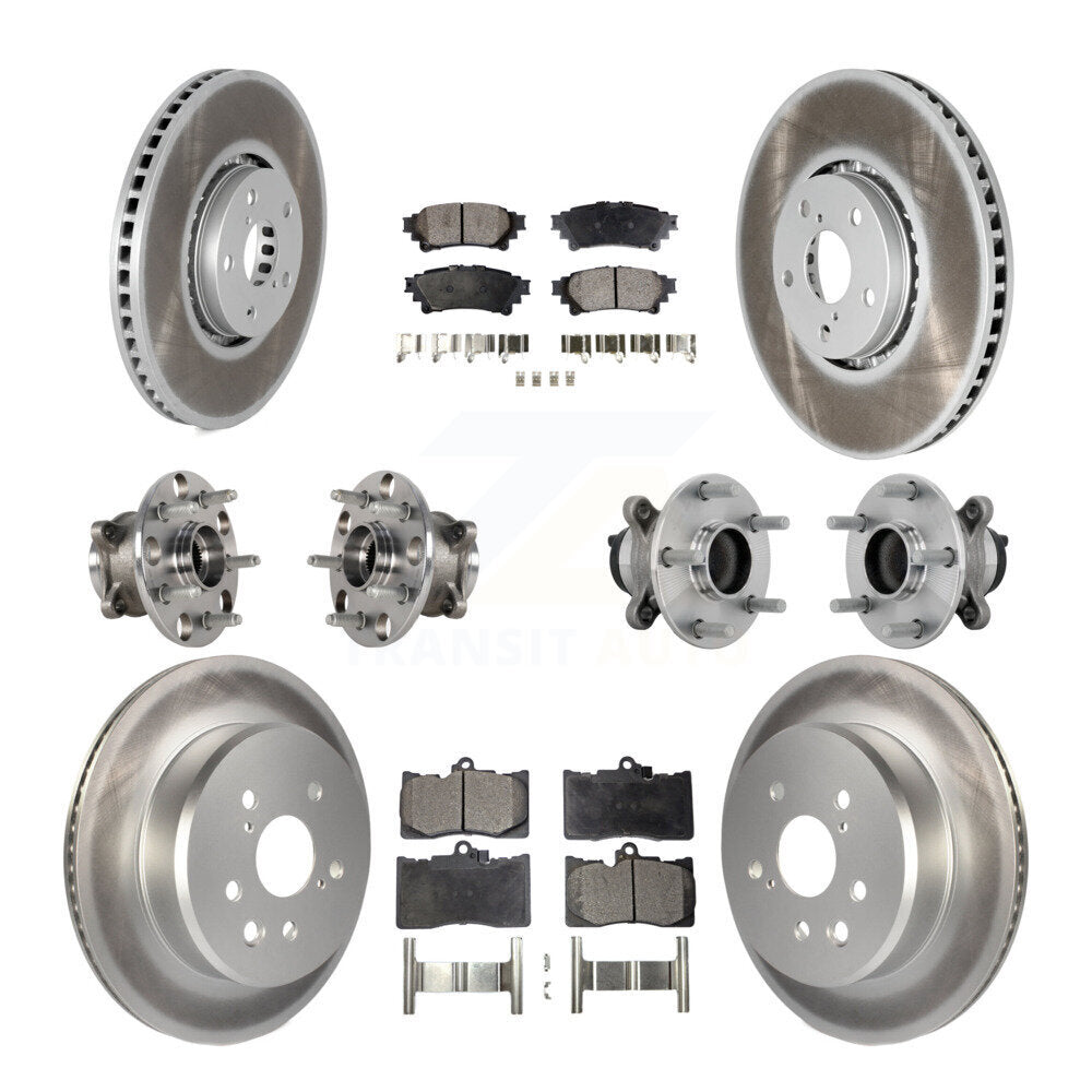 Front Rear Hub Bearing Coated Brake Rotor And Pad Kit (10Pc) For Lexus IS350 IS300 IS200t KBB-133297