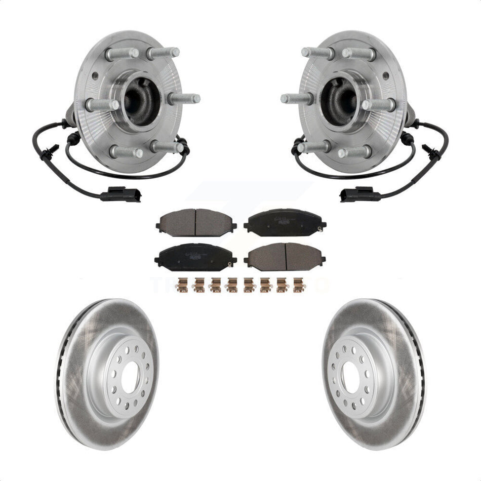 Front Hub Bearing Coated Disc Brake Rotor Pad Kit For Ram 1500 Without 22" Factory Wheels KBB-133316