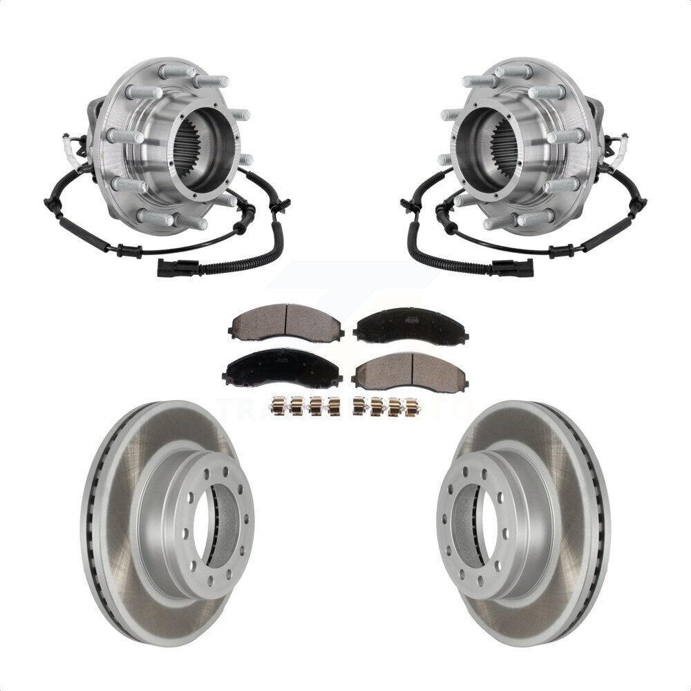 Front Hub Bearing Assembly Coat Brake Rotor Pad Kit For Ford F-450 Super Duty F-550 4 X KBB-133318