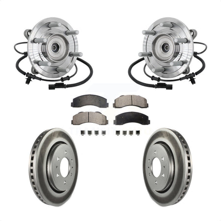 Front Hub Bearing Assembly Coated Brake Rotor Pad Kit For 2017 Ford F-150 Raptor with 4WD KBB-133322