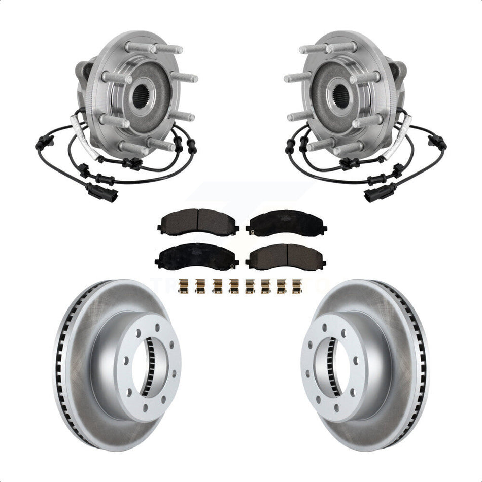 Front Hub Bearing Assembly Coated Disc Brake Rotor And Ceramic Pads Kit For Ram 2500 3500 KBB-133328