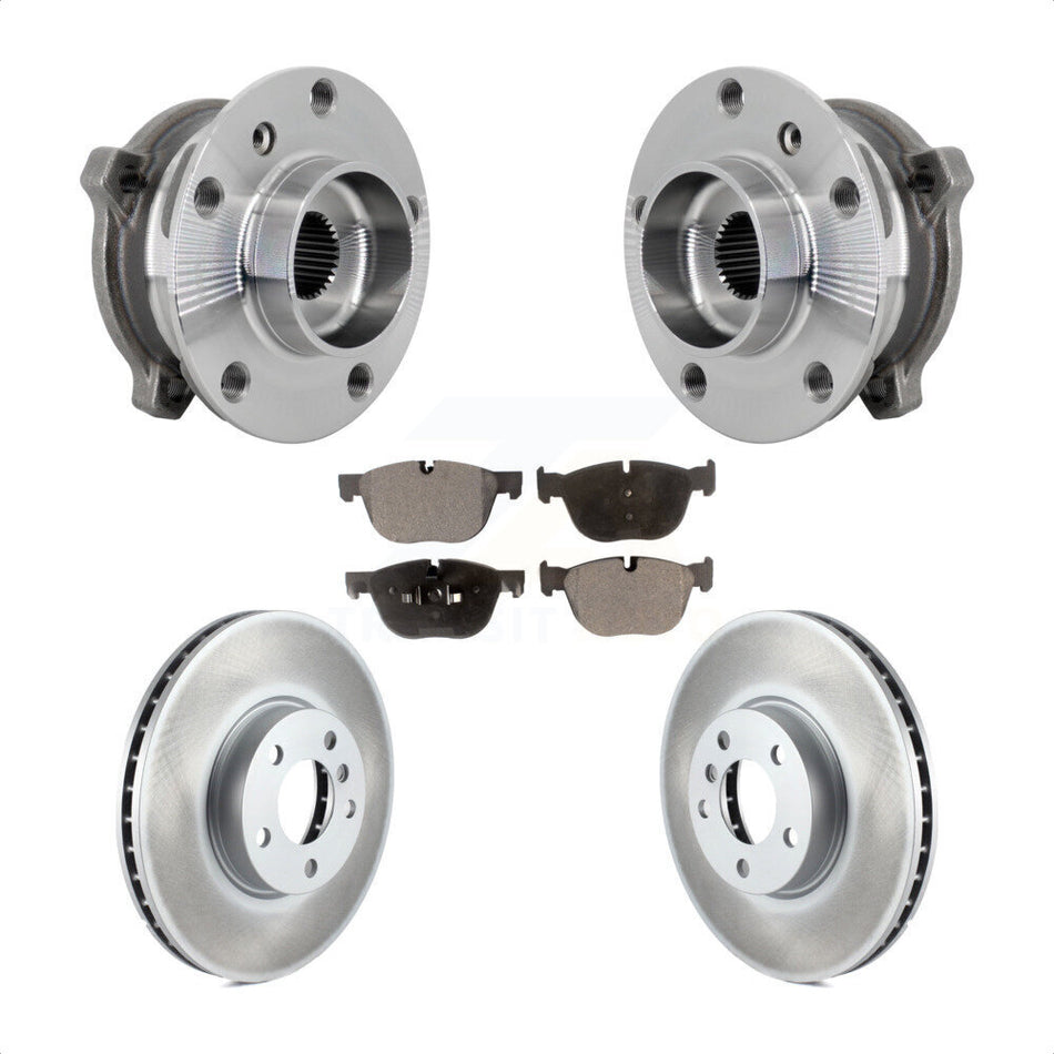Front Hub Bearing Assembly Coated Brake Rotor And Pad Kit For BMW X5 X6 M12 x 1.25 Thread KBB-133329