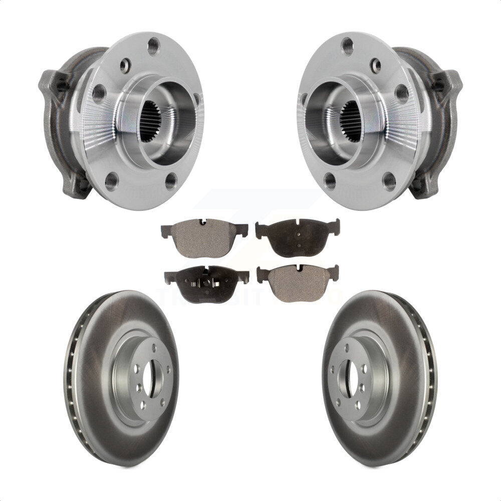 Front Hub Bearing Assembly Coated Brake Rotor And Pad Kit For BMW X5 X6 M12 x 1.25 Thread KBB-133330