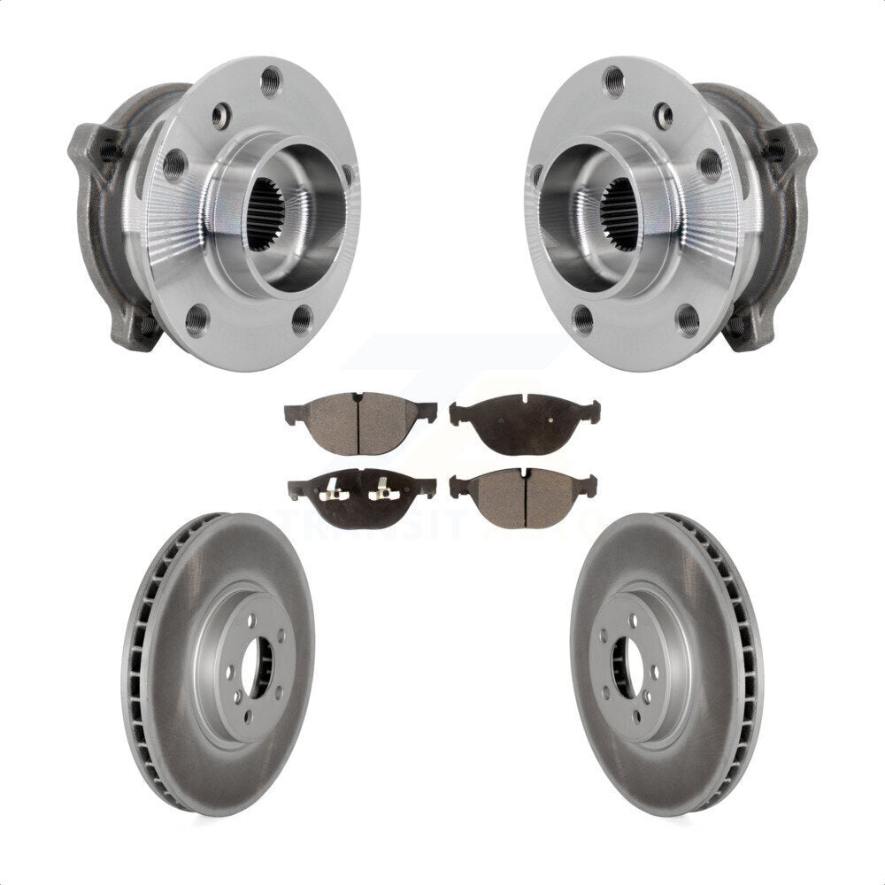 Front Hub Bearing Coated Brake Rotor & Pads Kit For BMW X5 X6 M12 x 1.25 Thread xDrive50i KBB-133331