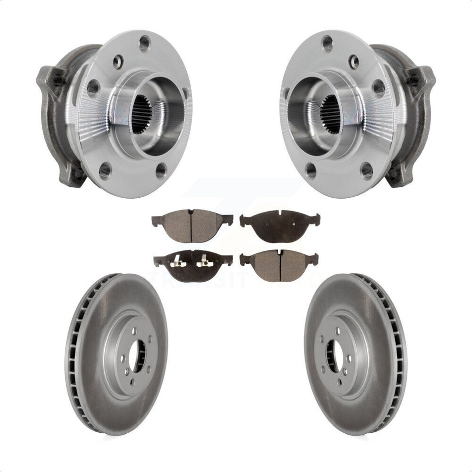 Front Hub Bearing Coated Brake Rotor & Pads Kit For BMW X5 X6 M12 x 1.25 Thread xDrive50i KBB-133331