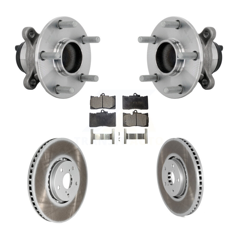 Front Hub Bearing Assembly Coated Disc Brake Rotor & Pad Kit For Lexus IS350 IS300 IS200t KBB-133338