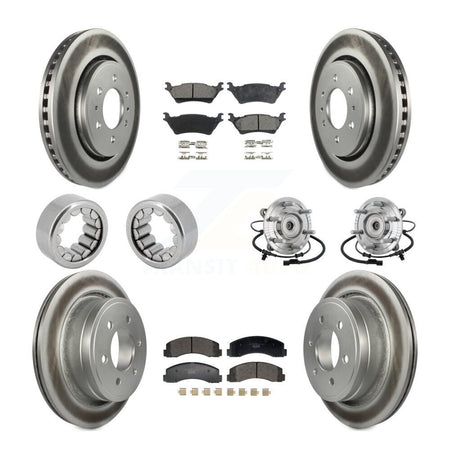 Front Rear Hub Bearing Coated Brake Rotor Pad Shoe Kit (10Pc) For 18-20 Ford F-150 Raptor KBB-133341
