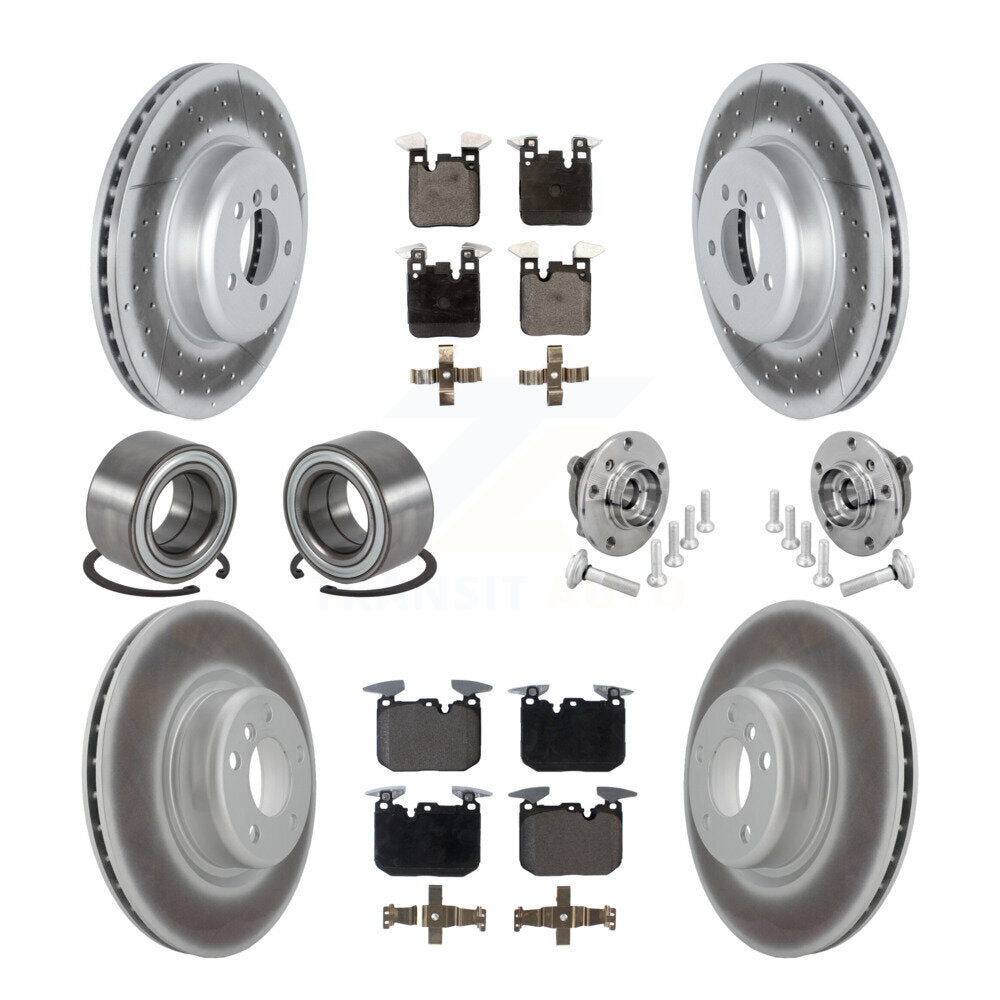 Front Rear Hub Bearing Coated Disc Brake Rotor & Pad Shoe Kit (10Pc) For BMW M240i xDrive KBB-133343
