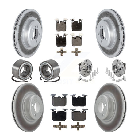 Front Rear Hub Bearing Coated Disc Brake Rotor & Pad Shoe Kit (10Pc) For BMW M240i xDrive KBB-133343
