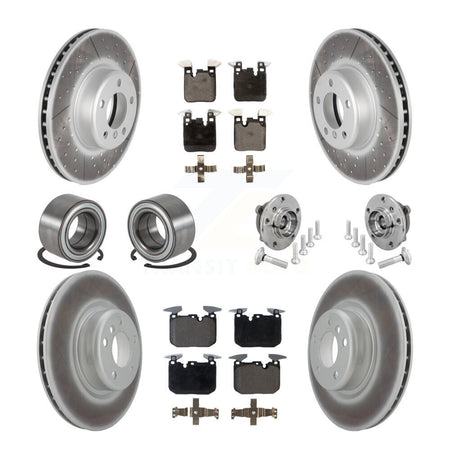 Front Rear Hub Bearing Coated Disc Brake Rotor & Pad Shoe Kit (10Pc) For BMW M240i xDrive KBB-133344
