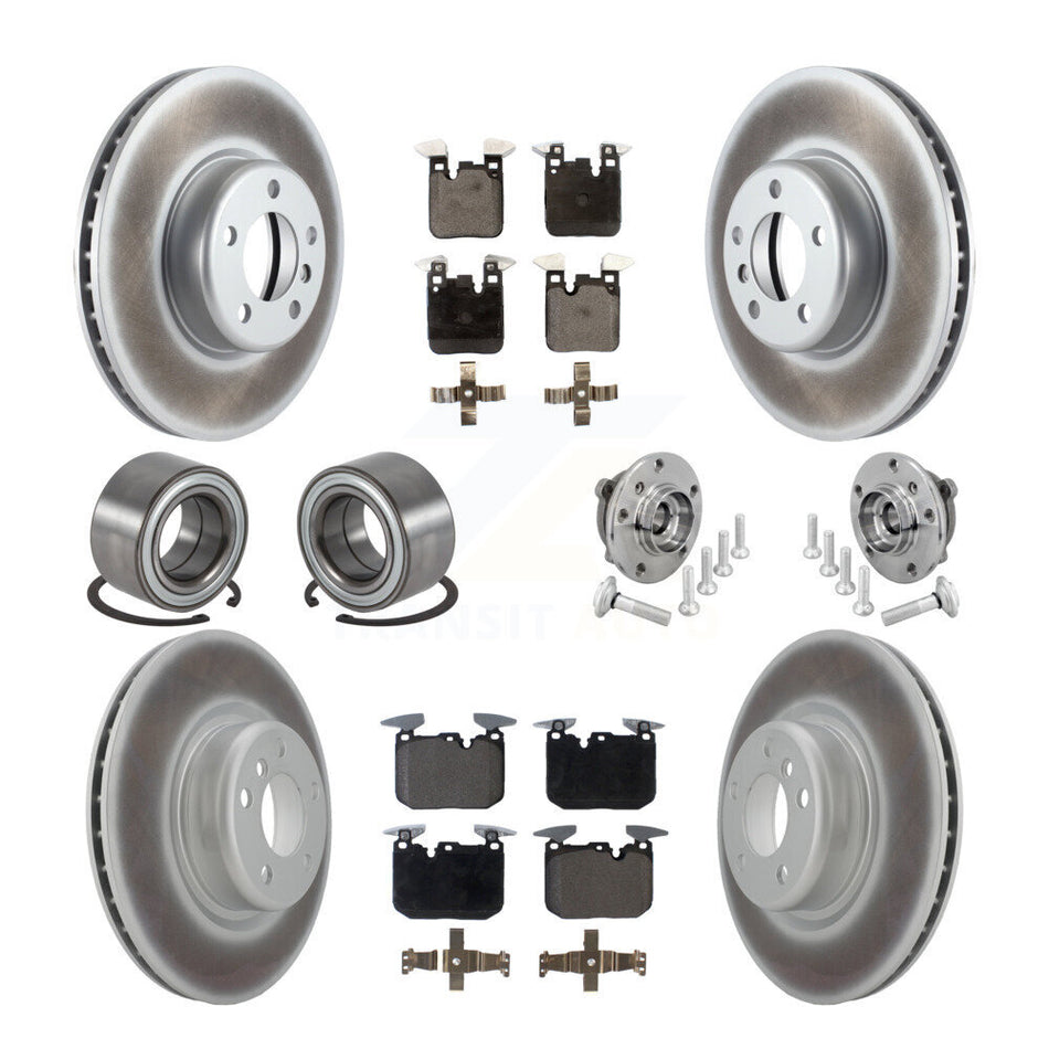 Front Rear Hub Bearing Coated Disc Brake Rotor & Pad Shoe Kit (10Pc) For BMW M240i xDrive KBB-133345