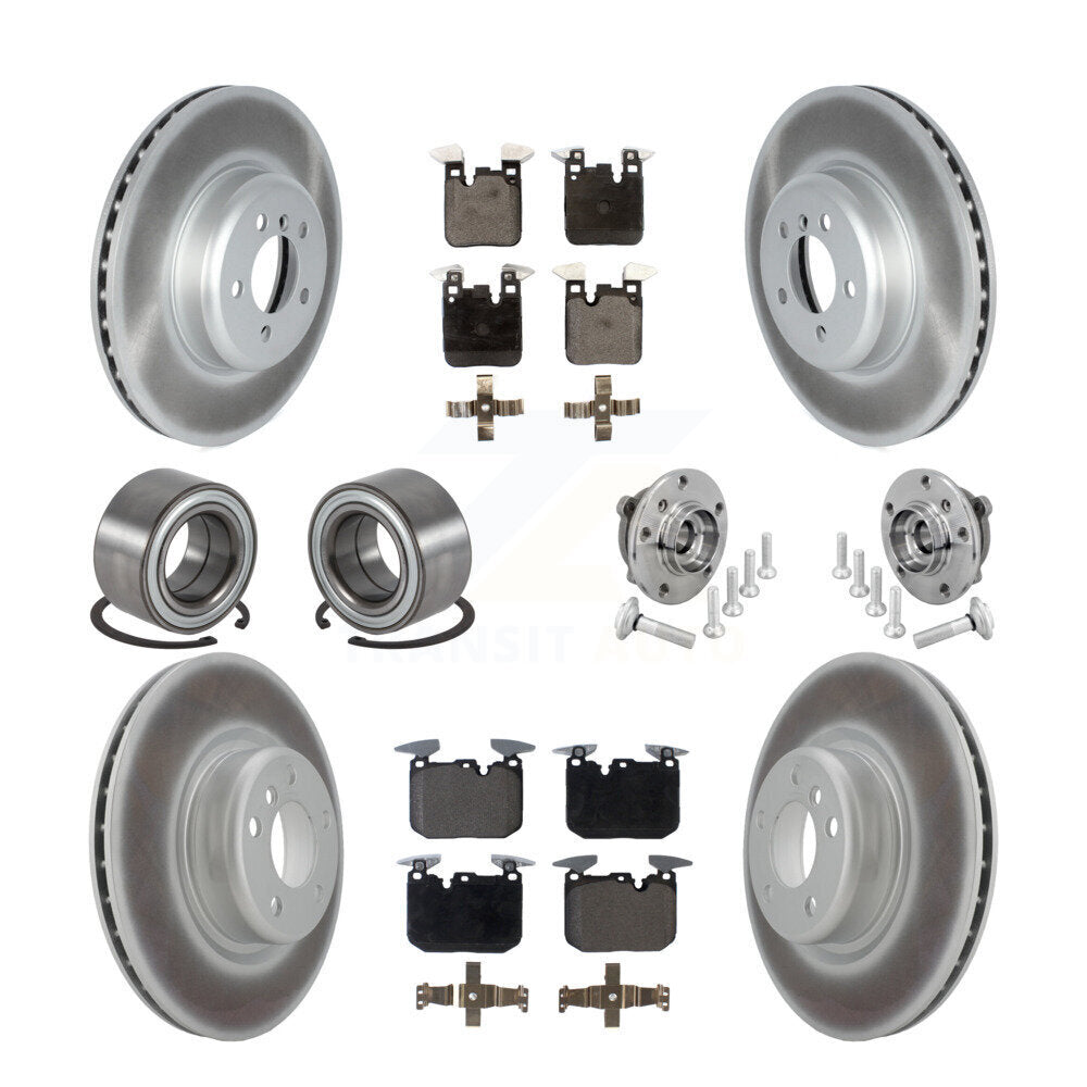 Front Rear Hub Bearing Coated Disc Brake Rotor & Pad Shoe Kit (10Pc) For BMW M240i xDrive KBB-133346